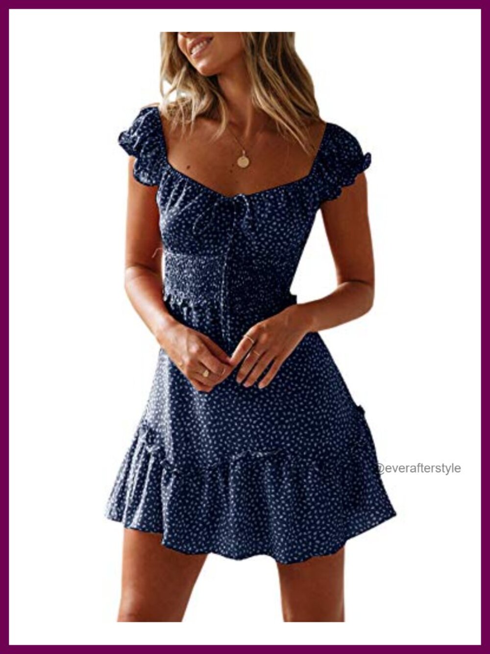 Women's Floral Sundress Cap Sleeve Sweetheart Neck Mini Dress